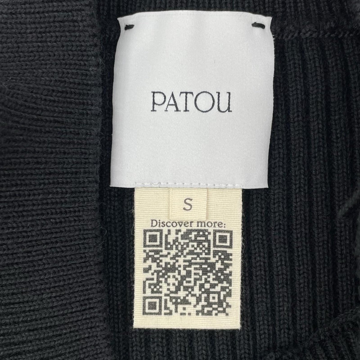 PATOU パトゥ KN2738040999B ブラック ウール&ファイユ ラッフルヘム リブ セーター トップス