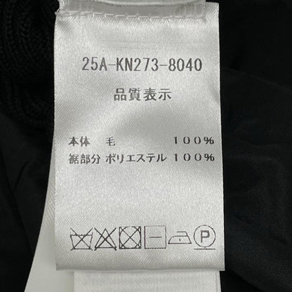 PATOU パトゥ KN2738040999B ブラック ウール&ファイユ ラッフルヘム リブ セーター トップス