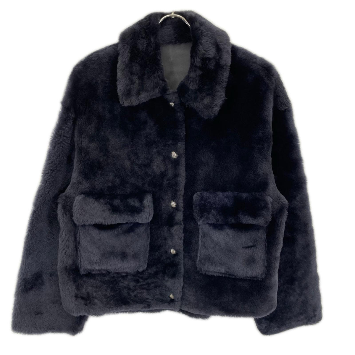 No Brand ノーブランド ネイビー ラムファー 裏地レザー ジャケット ジャケット
