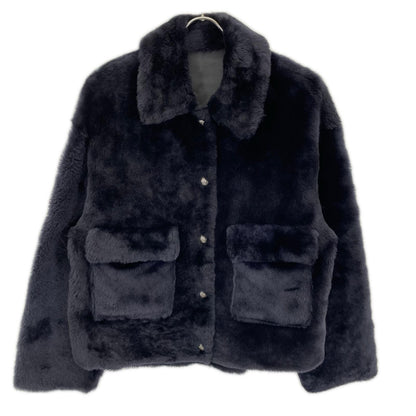 No Brand ノーブランド ネイビー ラムファー 裏地レザー ジャケット ジャケット
