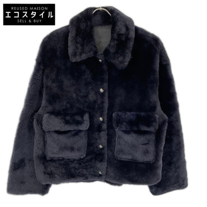 No Brand ノーブランド ネイビー ラムファー 裏地レザー ジャケット ジャケット