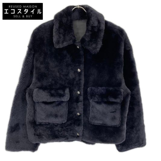 No Brand ノーブランド ネイビー ラムファー 裏地レザー ジャケット ジャケット