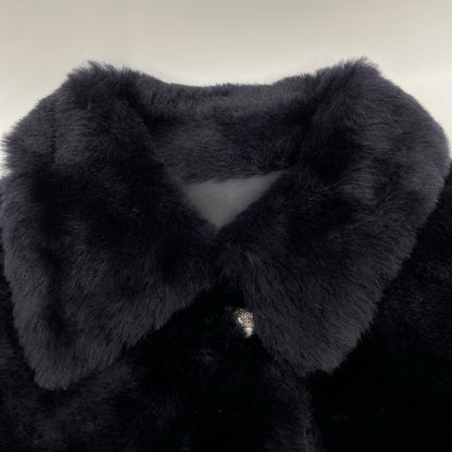 No Brand ノーブランド ネイビー ラムファー 裏地レザー ジャケット ジャケット