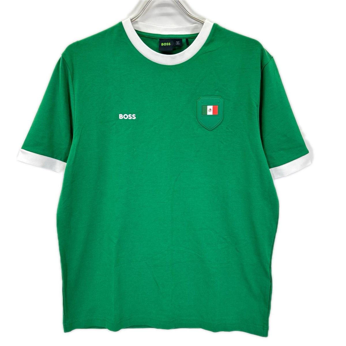 BOSS ボス グリーン コットン ストレッチ 国旗 メキシコカラー Tシャツ トップス