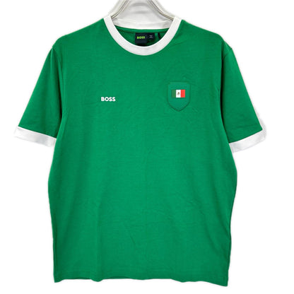 BOSS ボス グリーン コットン ストレッチ 国旗 メキシコカラー Tシャツ トップス