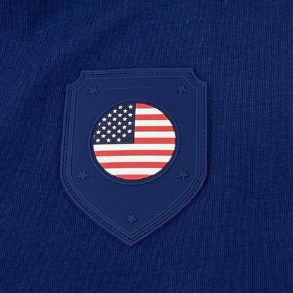 BOSS ボス ブルー コットン ストレッチ 国旗 アメリカカラー Tシャツ トップス