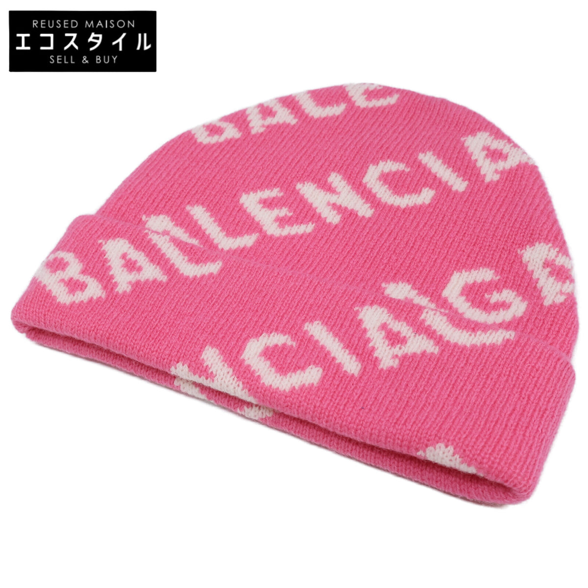 BALENCIAGA バレンシアガ 【美品/国内正規】633717 T1567 5621 ロゴ ウール ニット帽 帽子