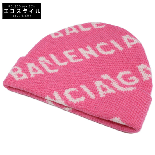 BALENCIAGA バレンシアガ 【美品/国内正規】633717 T1567 5621 ロゴ ウール ニット帽 帽子