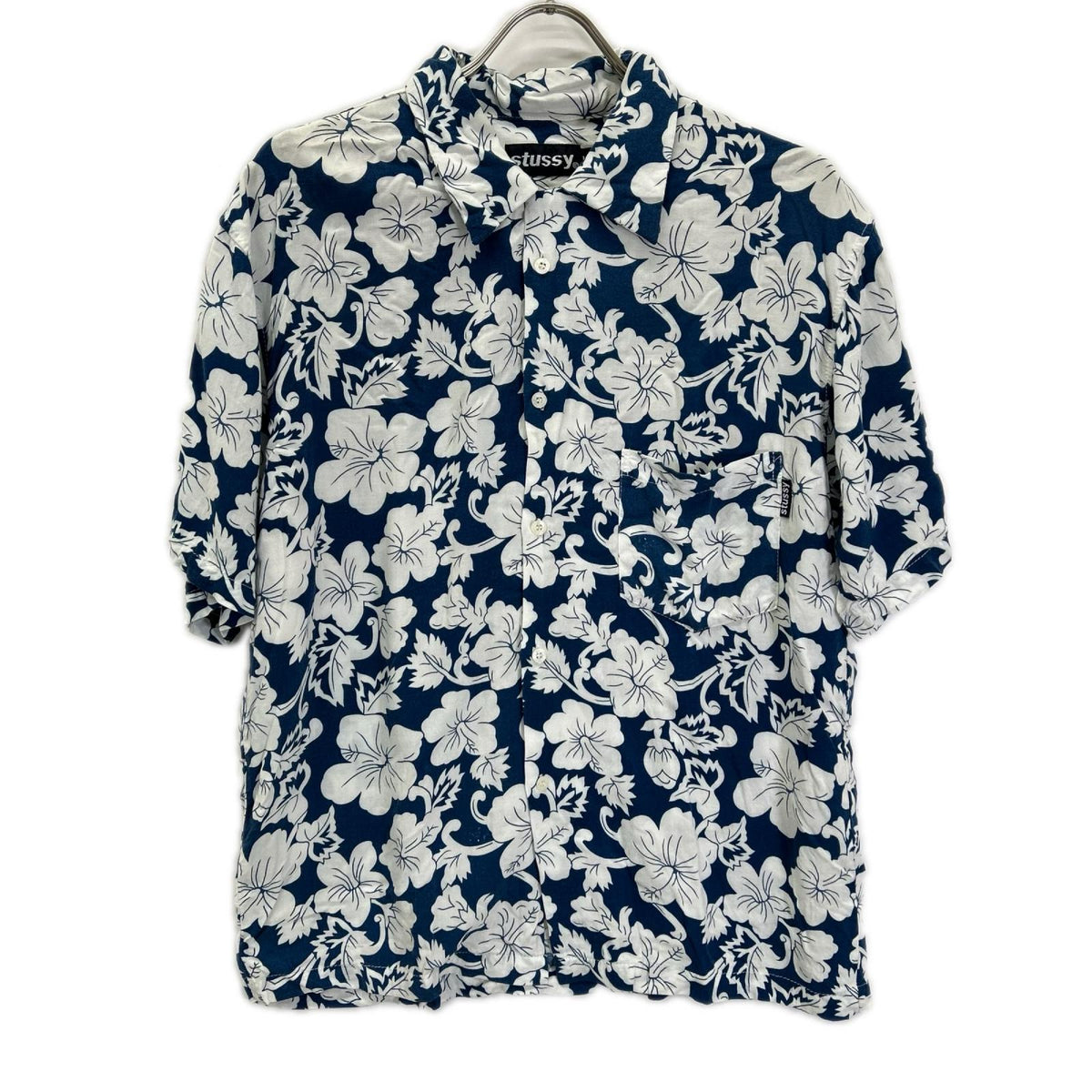stussy ステューシー ホワイト×ブルー アロハシャツ トップス