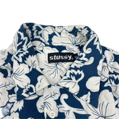 stussy ステューシー ホワイト×ブルー アロハシャツ トップス