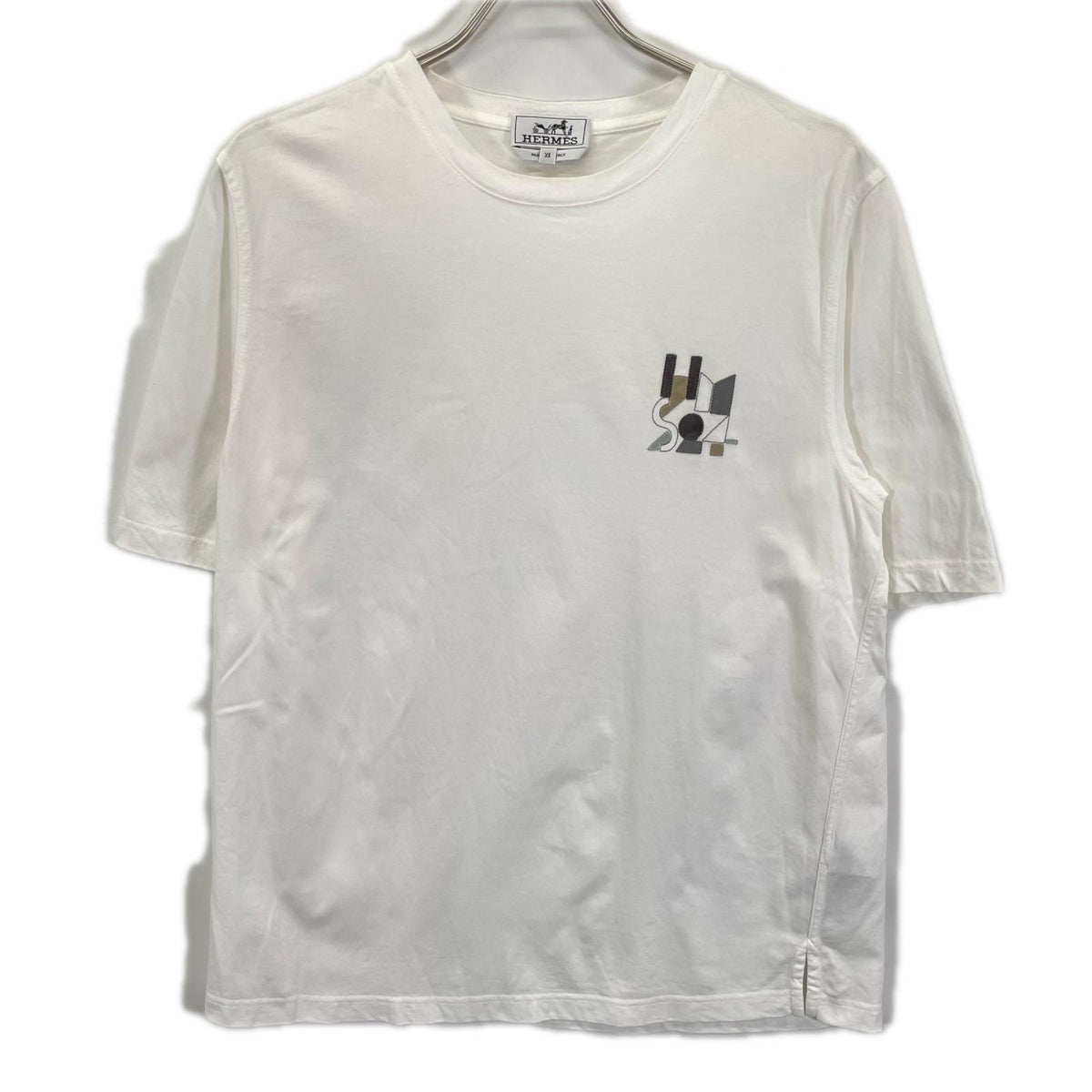 HERMES エルメス 24SS ホワイト コットン レザーパッチ Tシャツ トップス