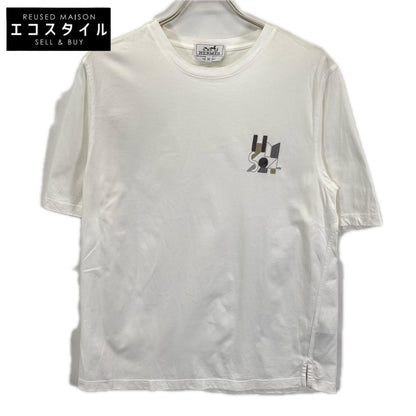 HERMES エルメス 24SS ホワイト コットン レザーパッチ Tシャツ トップス