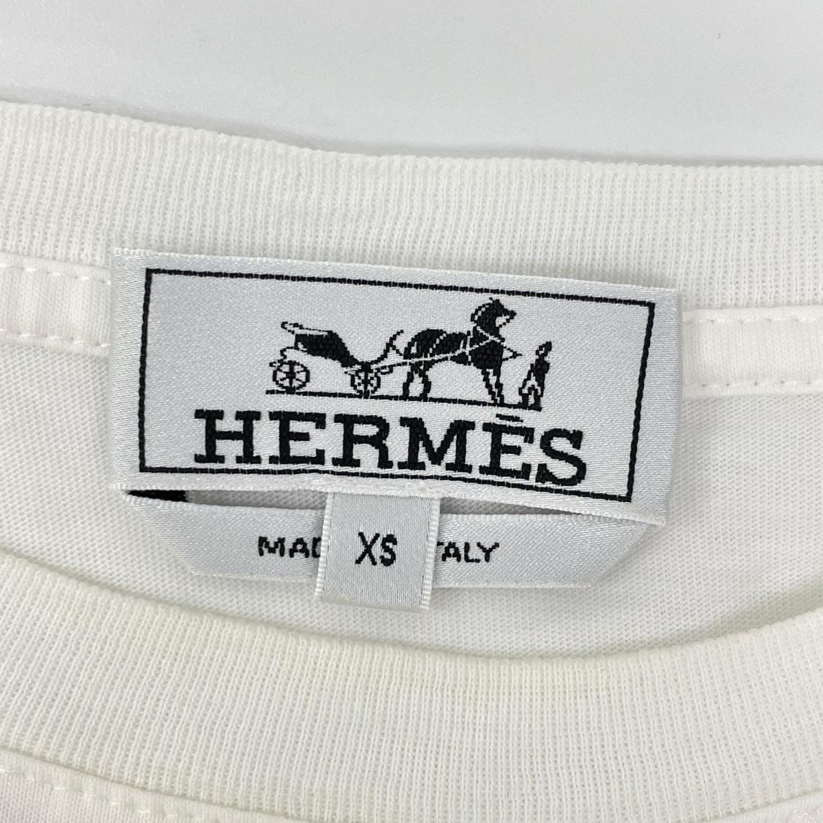 HERMES エルメス 24SS ホワイト コットン レザーパッチ Tシャツ トップス