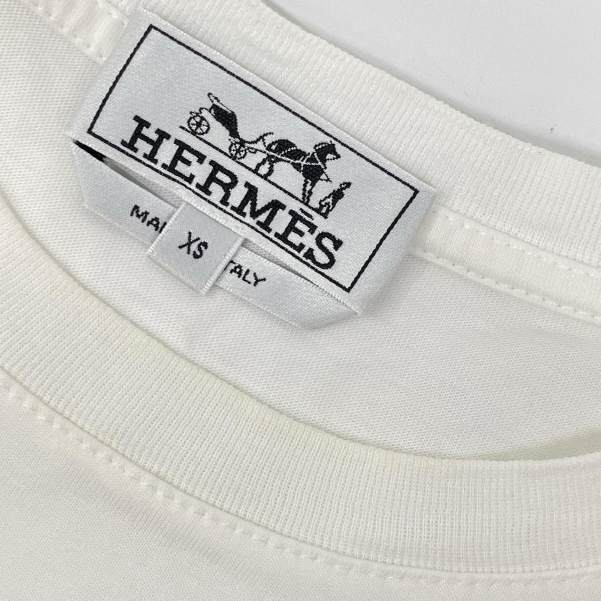 HERMES エルメス 24SS ホワイト コットン レザーパッチ Tシャツ トップス