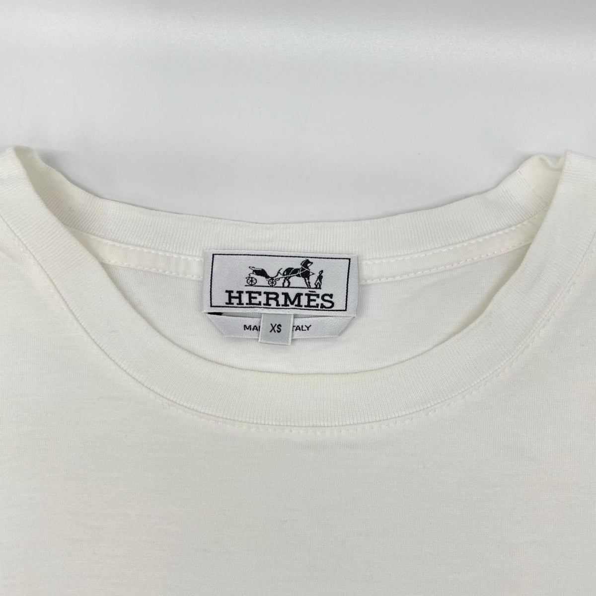 HERMES エルメス 24SS ホワイト コットン レザーパッチ Tシャツ トップス