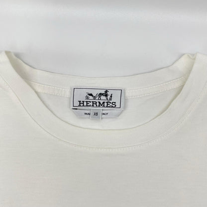 HERMES エルメス 24SS ホワイト コットン レザーパッチ Tシャツ トップス