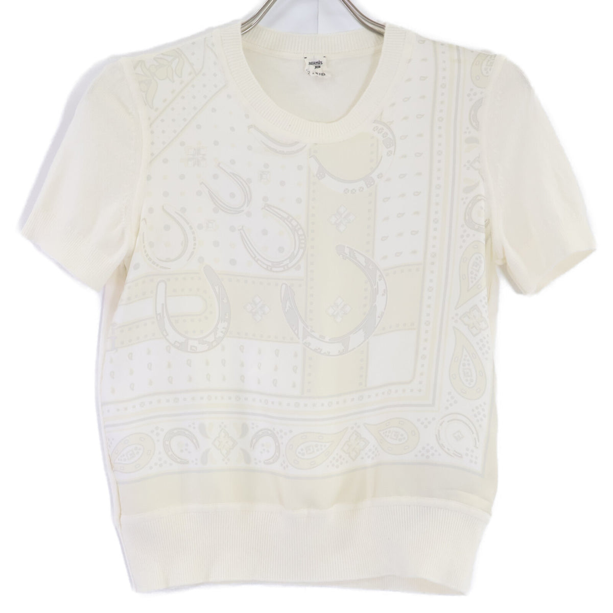 HERMES エルメス 【美品/国内正規/26AW】H6H2822DC Porte-Bonheur Bandana short-sleeve sweater ポルトボヌール バンダナ 半袖セーター トップス