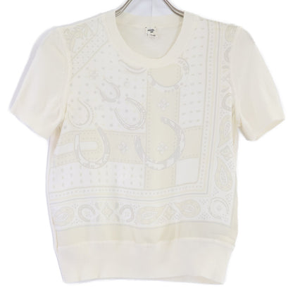 HERMES エルメス 【美品/国内正規/26AW】H6H2822DC Porte-Bonheur Bandana short-sleeve sweater ポルトボヌール バンダナ 半袖セーター トップス