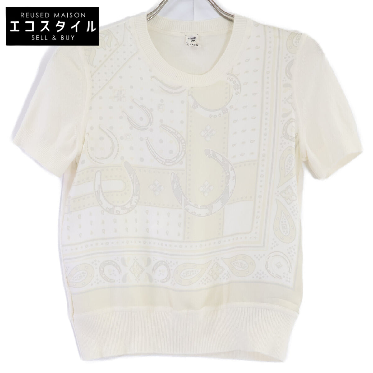 HERMES エルメス 【美品/国内正規/26AW】H6H2822DC Porte-Bonheur Bandana short-sleeve sweater ポルトボヌール バンダナ 半袖セーター トップス