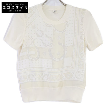HERMES エルメス 【美品/国内正規/26AW】H6H2822DC Porte-Bonheur Bandana short-sleeve sweater ポルトボヌール バンダナ 半袖セーター トップス