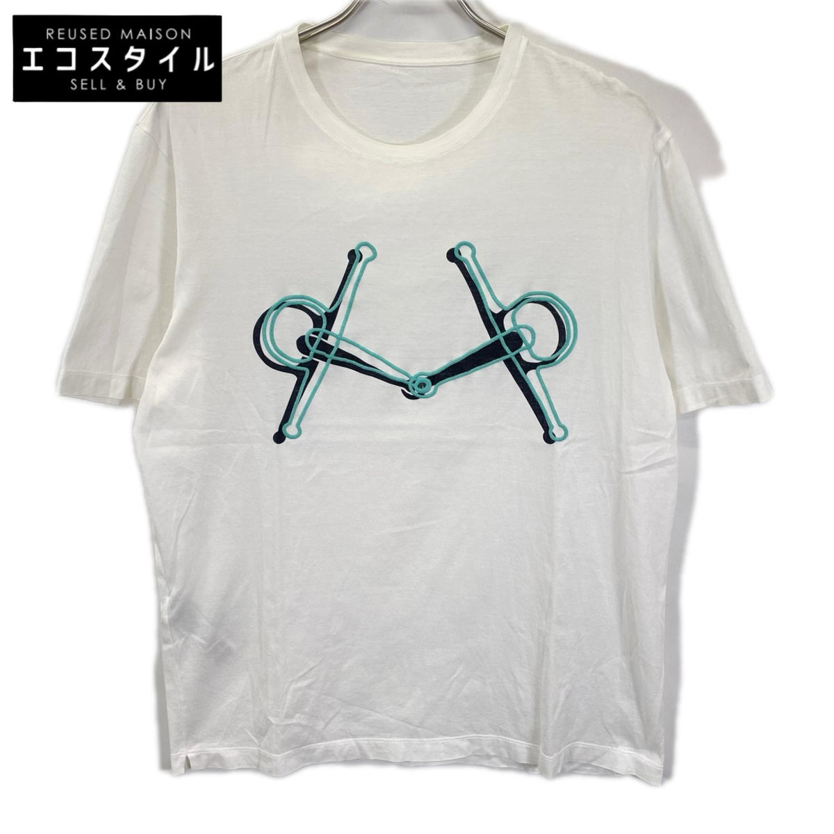 HERMES エルメス 91-5750 ホワイト コットン MORS Tシャツ トップス