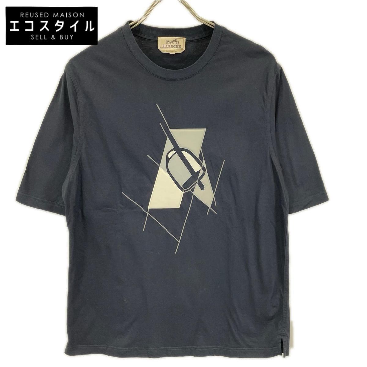 HERMES エルメス 24SS ネイビー エトリエ・アン・フラグモン Tシャツ トップス