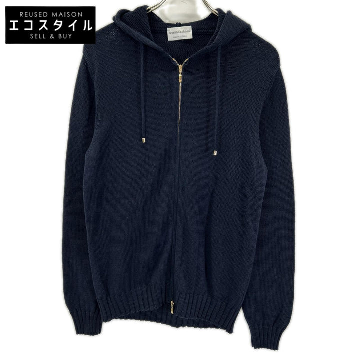 Settefili Cashmere セッテフィーリ カシミア SF-09-251-127 ネイビー リネンコットン ジップアップパーカー トップス