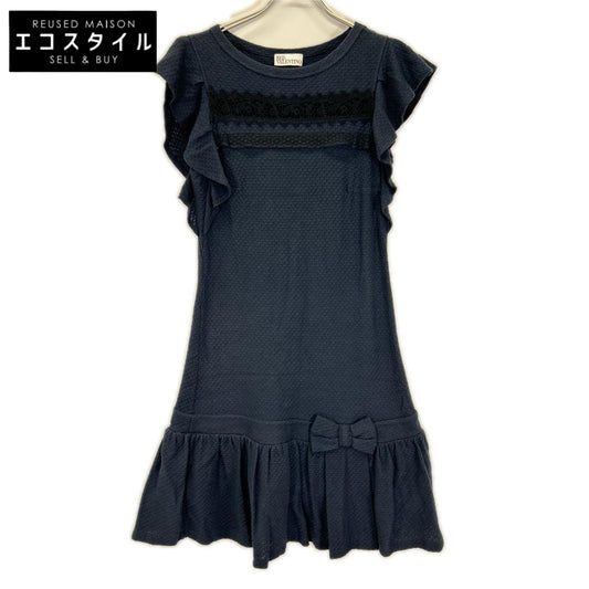 RED VALENTINO レッドヴァレンチノ ERCNA214 ネイビー コットン ワッフル ワンピース チュニック ワンピース