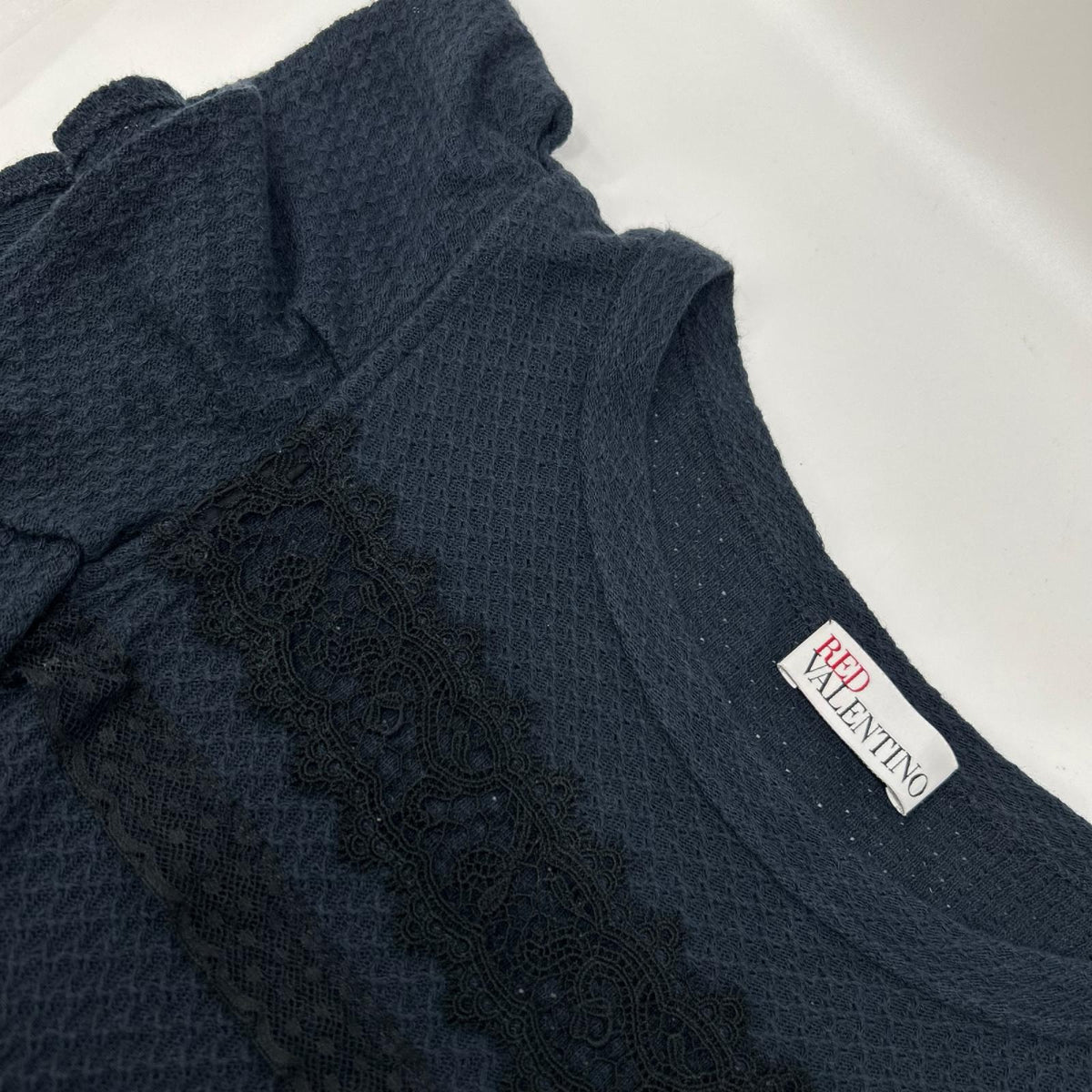RED VALENTINO レッドヴァレンチノ ERCNA214 ネイビー コットン ワッフル ワンピース チュニック ワンピース