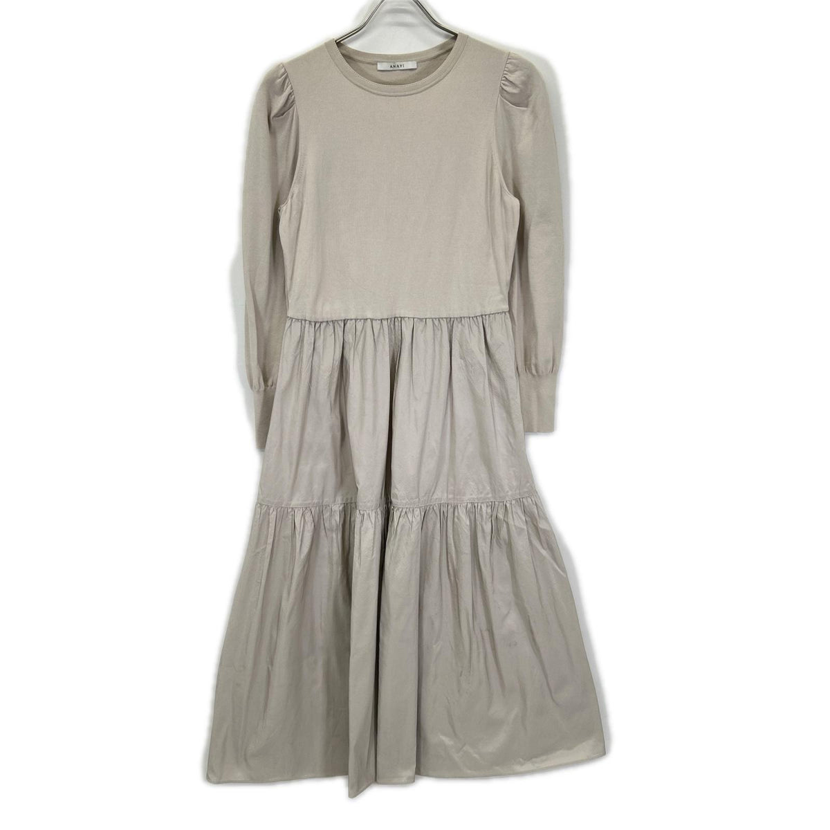 ANAYI アナイ 24SS ライトベージュ レーヨン タフタドッキングティアード ワンピース ワンピース