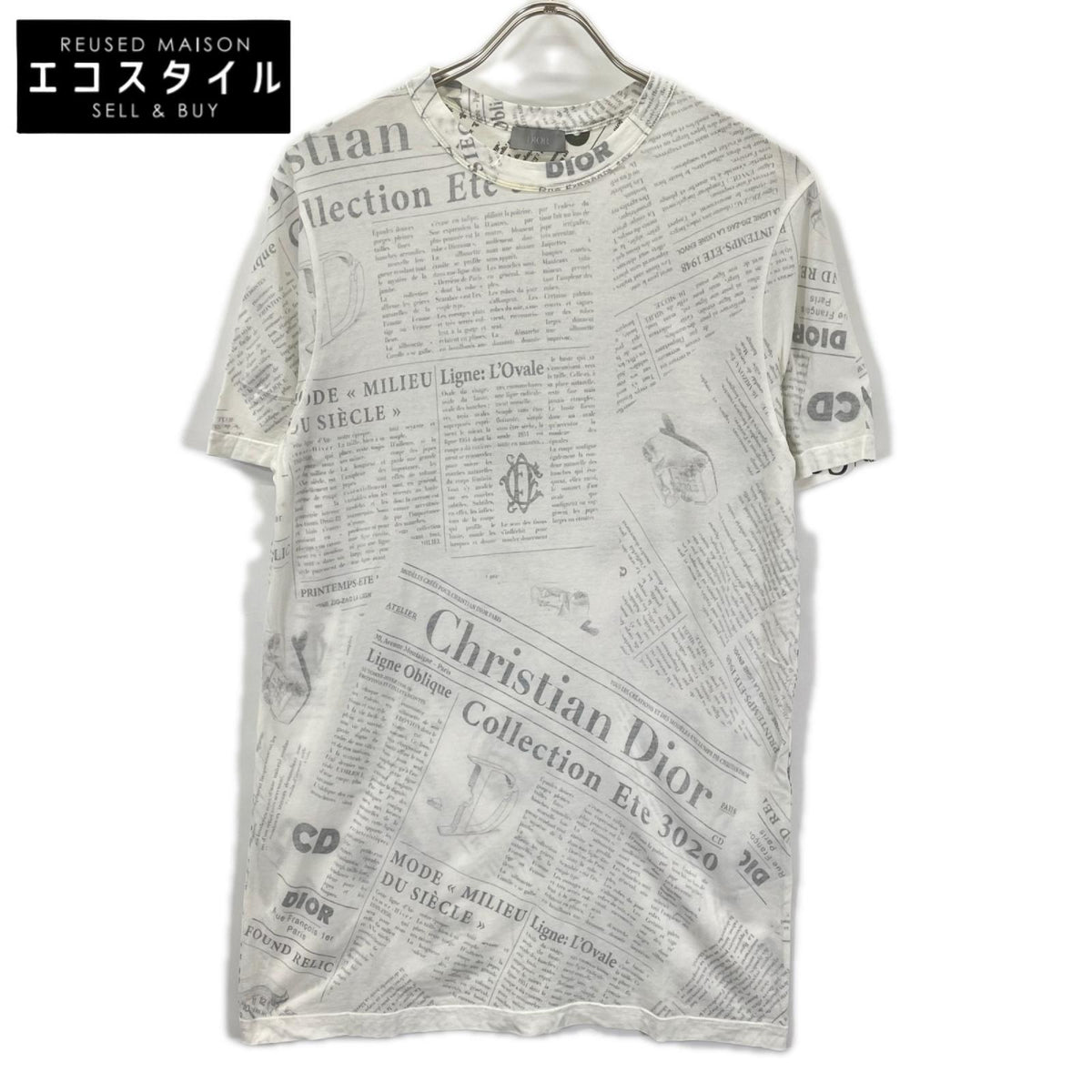 DIOR ディオール ×ダニエル アーシャム 20SS 023J600C0589 ニュースペーパー総柄プリント 半袖Tシャツ トップス
