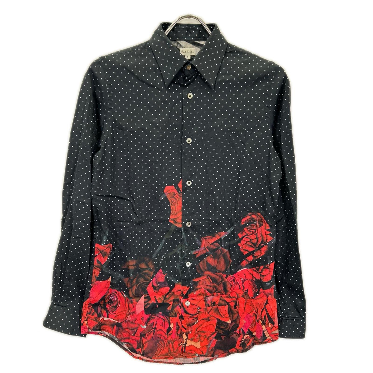 PaulSmith ポールスミス PM-CR-85757 ブラック ピンドット ローズデザイン シャツ トップス