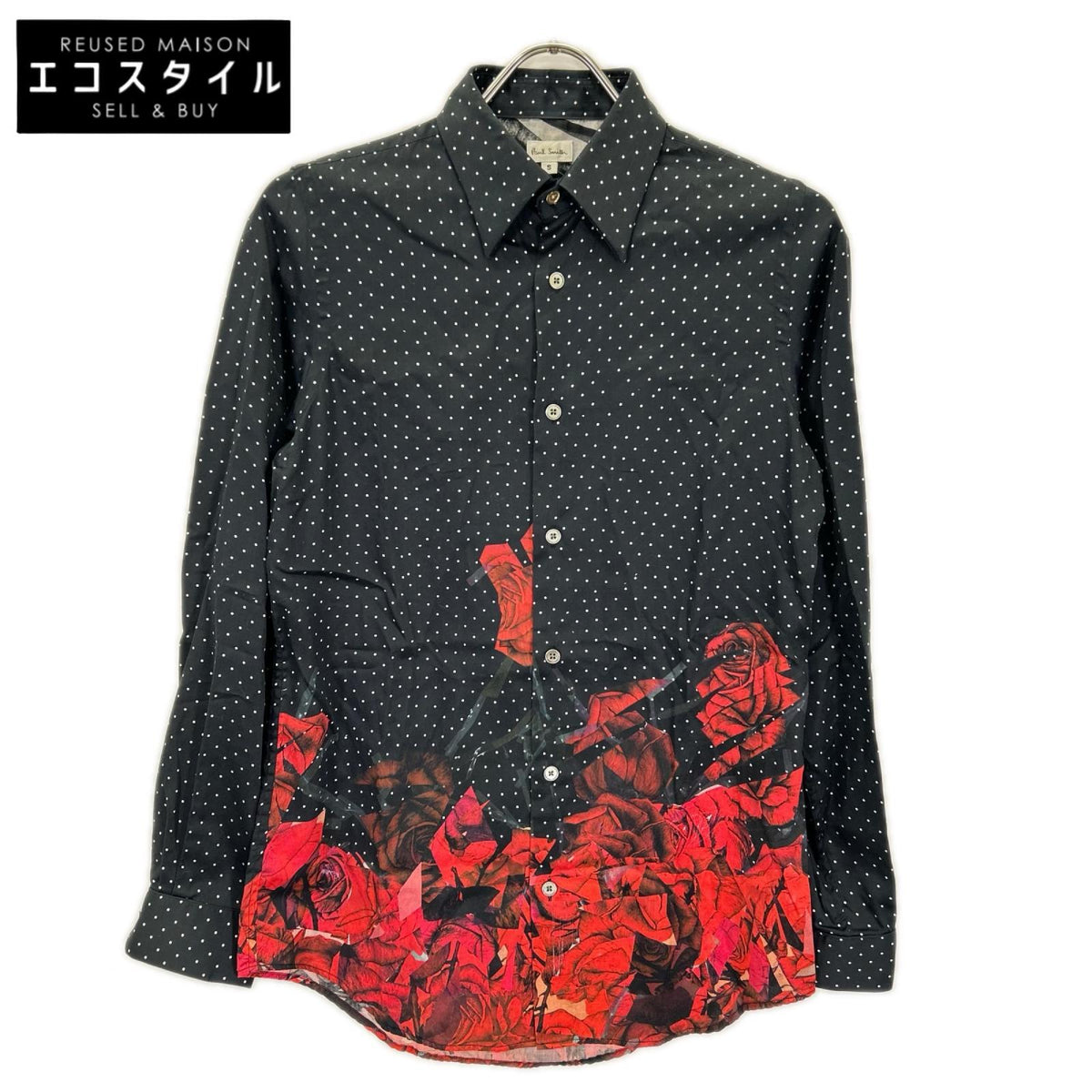 PaulSmith ポールスミス PM-CR-85757 ブラック ピンドット ローズデザイン シャツ トップス