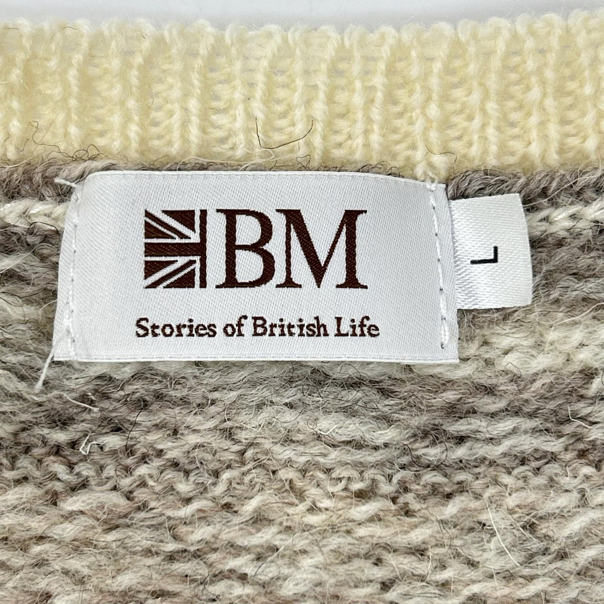 BRITISH MADE ブリティッシュメイド アイボリー×ベージュ ウール フェアアイル ニットベスト ベスト