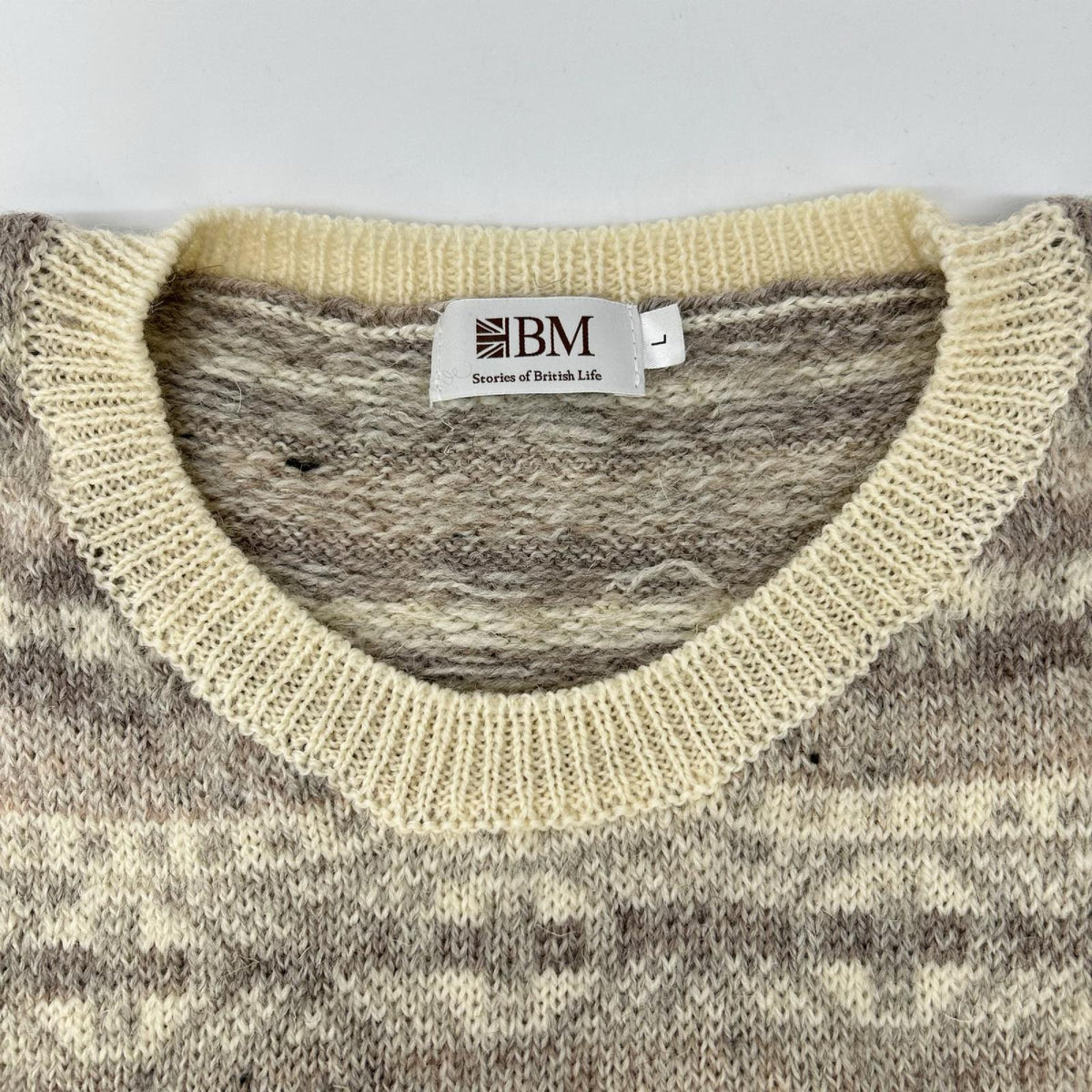 BRITISH MADE ブリティッシュメイド アイボリー×ベージュ ウール フェアアイル ニットベスト ベスト