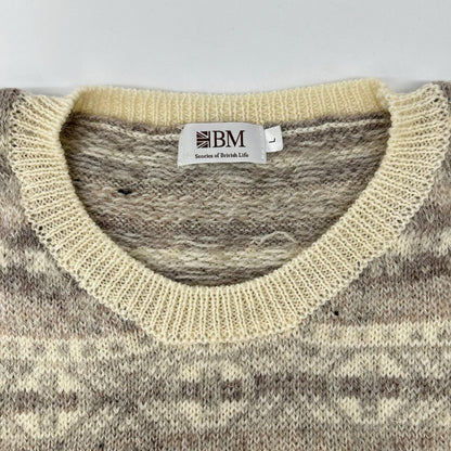 BRITISH MADE ブリティッシュメイド アイボリー×ベージュ ウール フェアアイル ニットベスト ベスト
