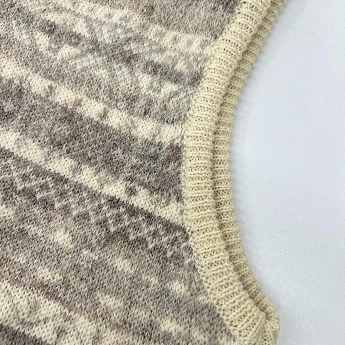 BRITISH MADE ブリティッシュメイド アイボリー×ベージュ ウール フェアアイル ニットベスト ベスト