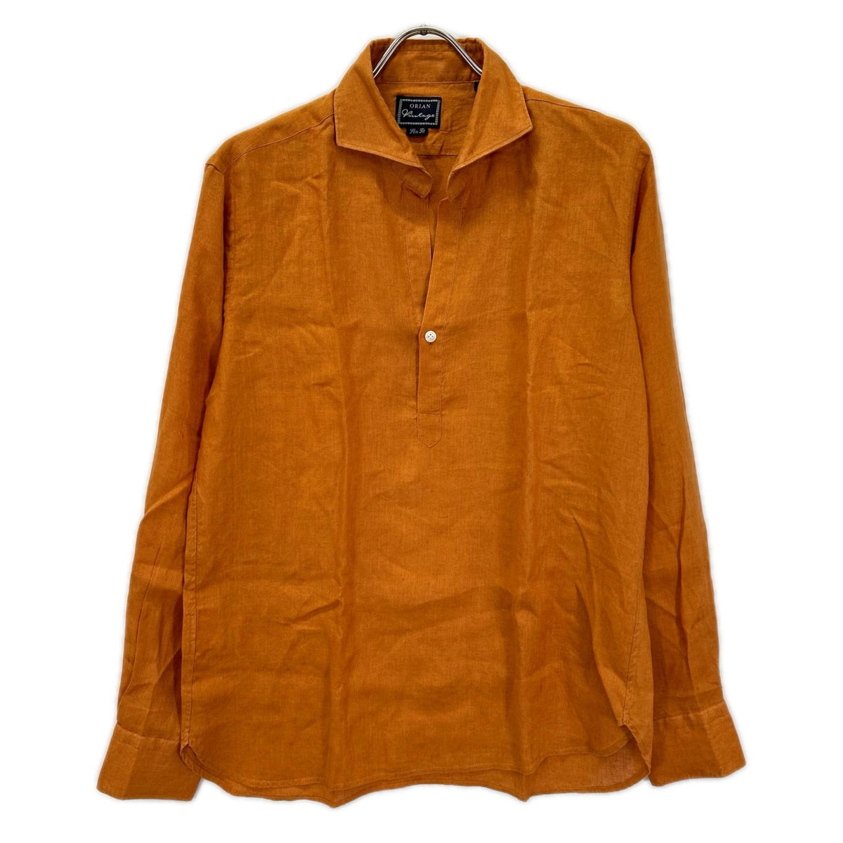 OLIaN オリアン 【vintage】オレンジ リネン プルオーバーシャツ トップス