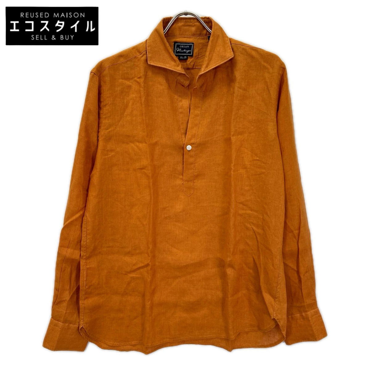 OLIaN オリアン 【vintage】オレンジ リネン プルオーバーシャツ トップス