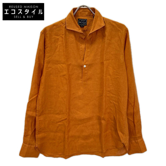 OLIaN オリアン 【vintage】オレンジ リネン プルオーバーシャツ トップス