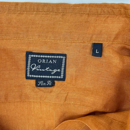 OLIaN オリアン 【vintage】オレンジ リネン プルオーバーシャツ トップス