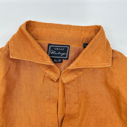 OLIaN オリアン 【vintage】オレンジ リネン プルオーバーシャツ トップス