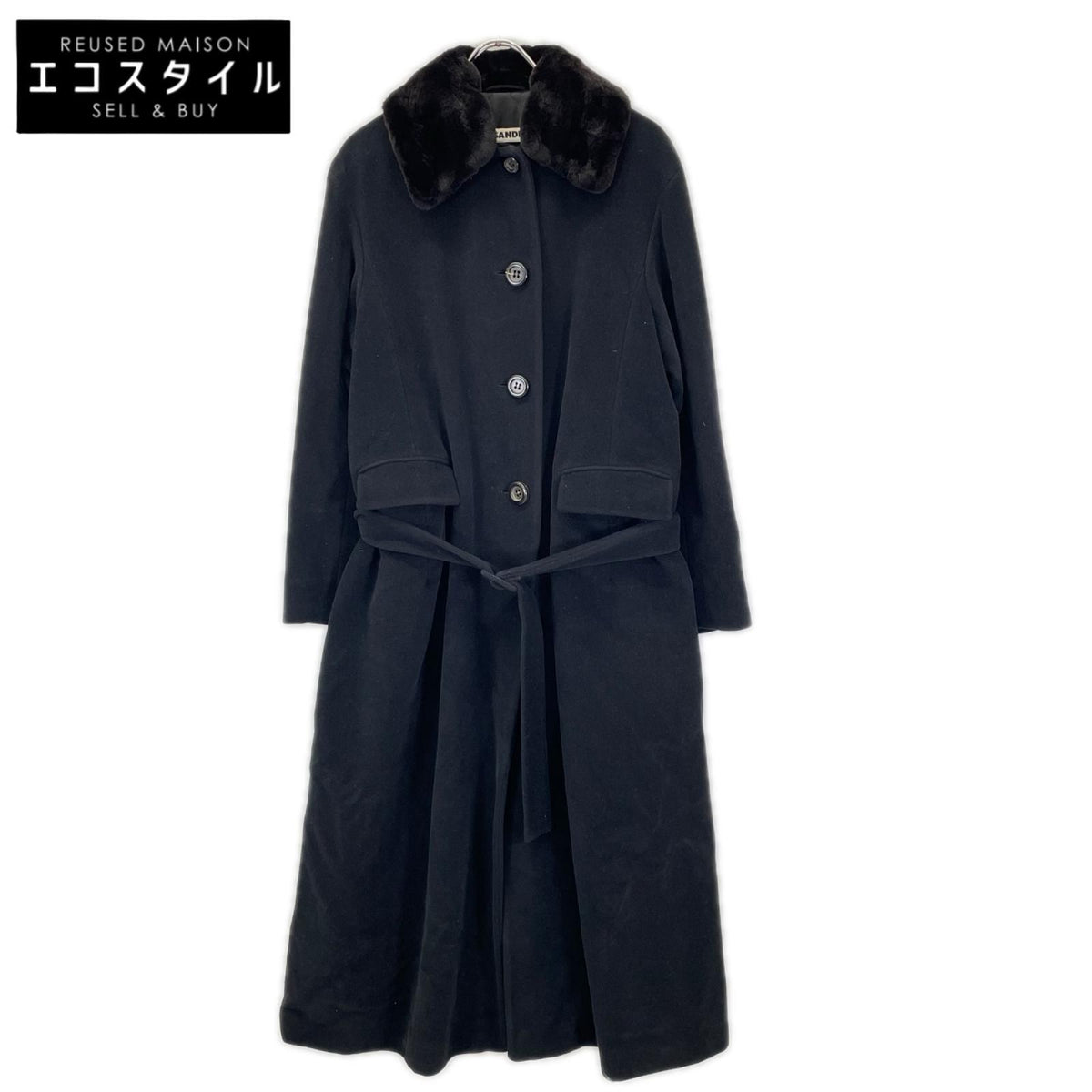 JILSANDER ジルサンダー OS342 ブラック ウールアンゴラ ステンカラーコート コート