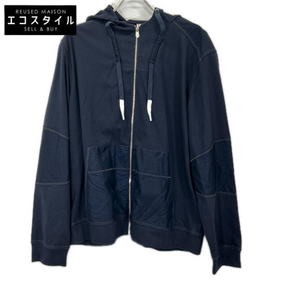 HERMES エルメス 22SS ネイビー ヴォワルH ジップ スウェット 切替 パーカー トップス