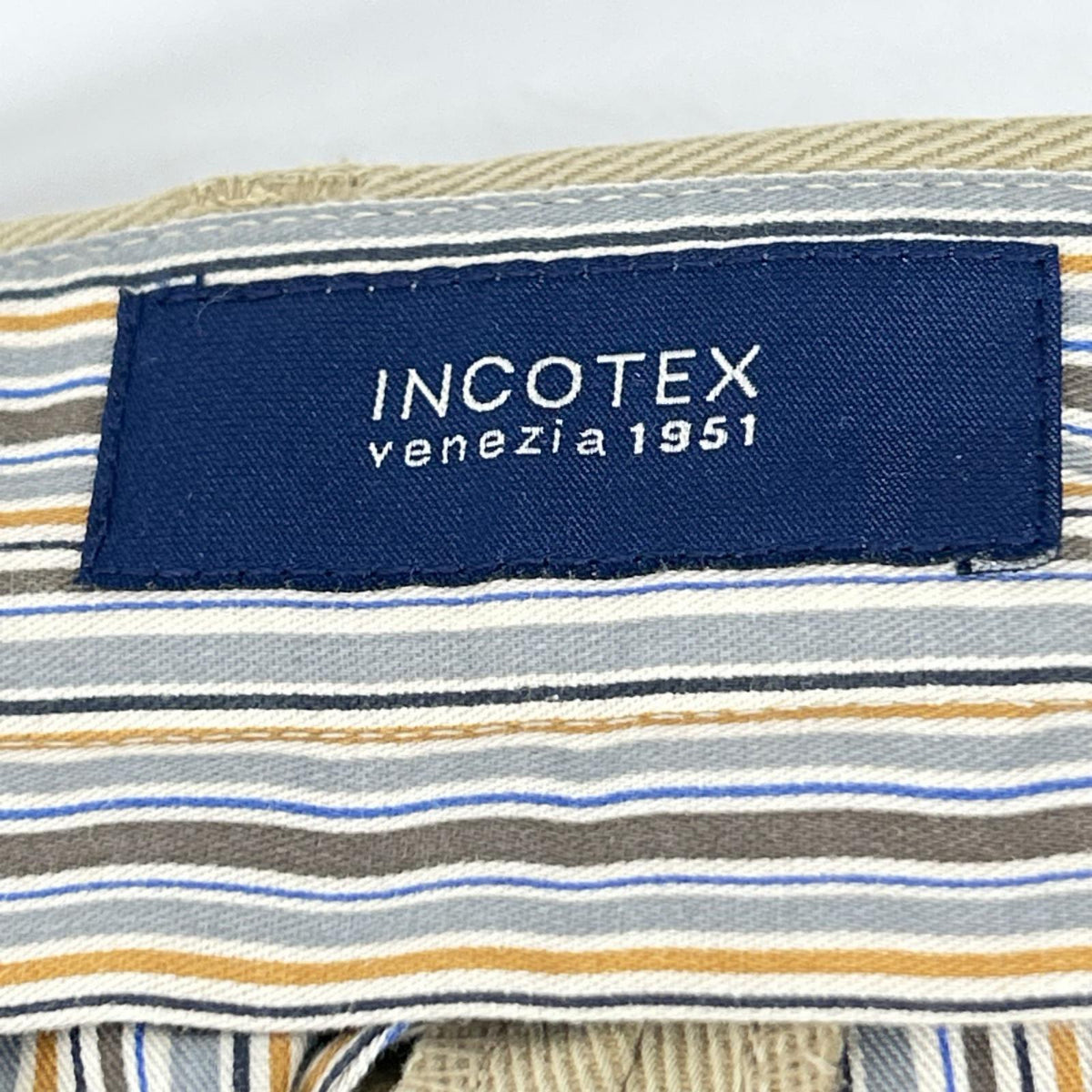 INCOTEX インコテックス 1AG036 ベージュ コットン100 センタープレス パンツ ボトムス