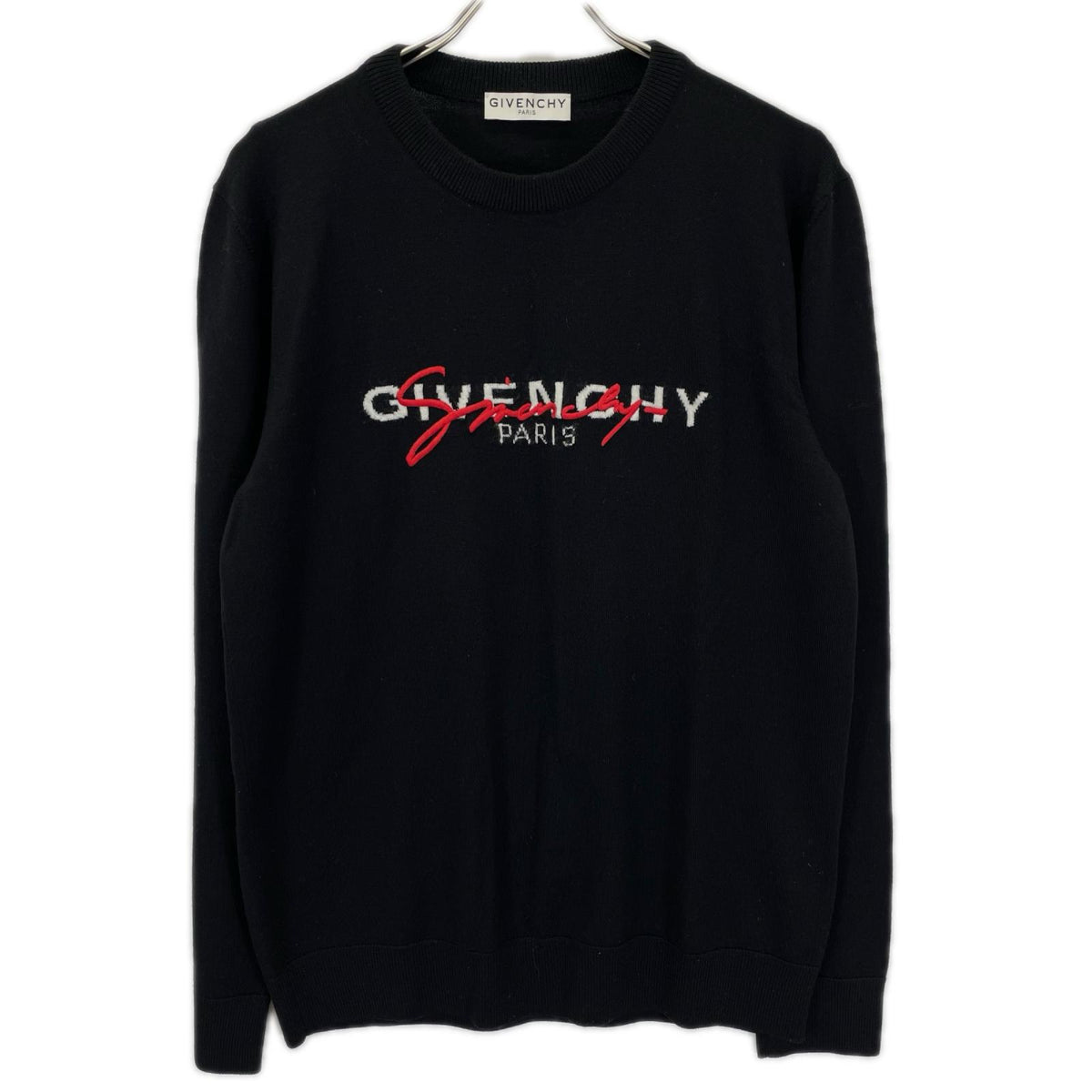 GIVENCHY ジバンシー BM90B1404X ブラック ロゴ刺繍 クルーネックニットトップス トップス