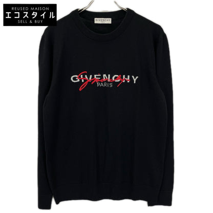 GIVENCHY ジバンシー BM90B1404X ブラック ロゴ刺繍 クルーネックニットトップス トップス