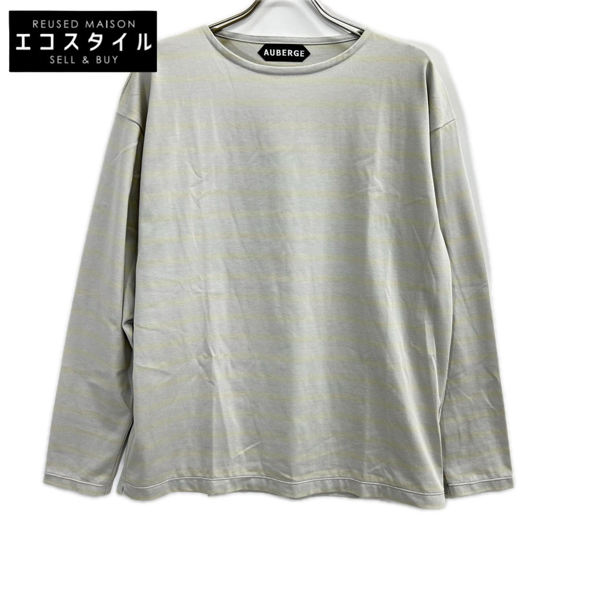 AUBERGE オーベルジュ 26SS グレー×イエロー コットン COCOⅢ ボーダー 長袖カットソー トップス