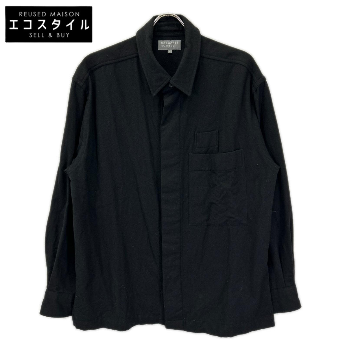MargaretHowell マーガレットハウエル 579-5250420 ブラック ウールカシミヤ シャツジャケット ジャケット
