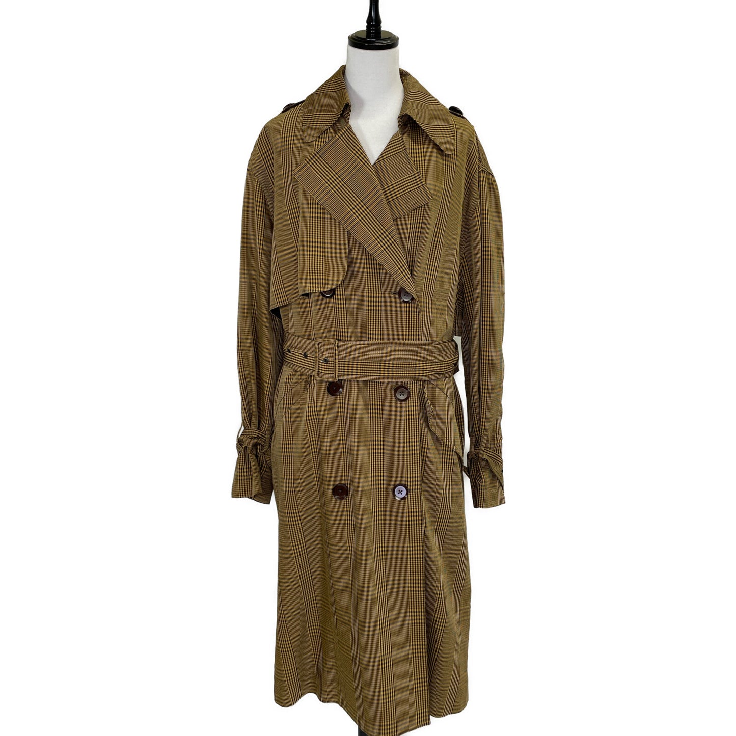 CHRISTIAN WIJNANTS Brown Glen Plaid Trench Coat 36 Women's